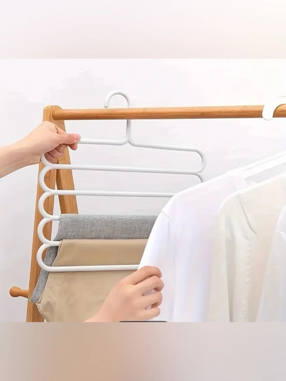 5pcs Multifunctional 5-Layer Pants Rack Anti-Slip Scarf & Trouser Storage Hanger